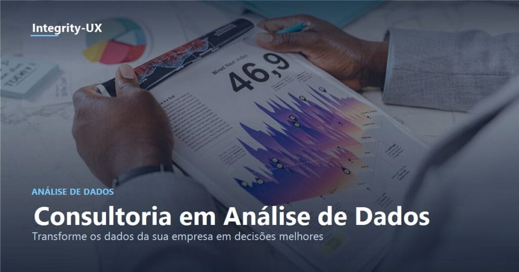 Profissional analisando relatórios e gráficos de dados sobre uma mesa, ilustrando consultoria em análise de dados