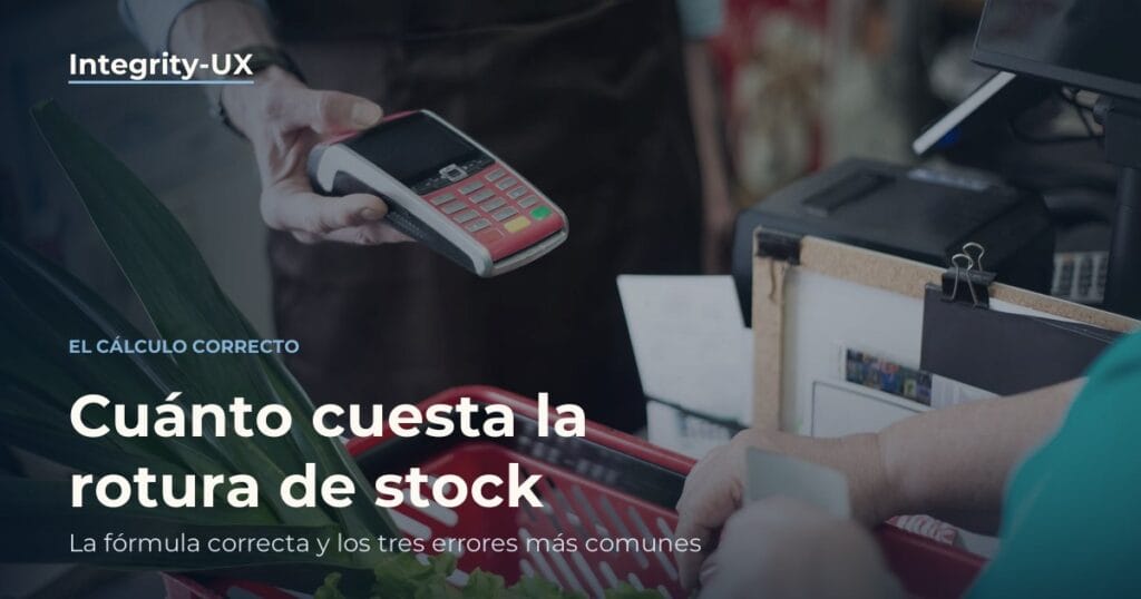 Terminal de pago con tarjeta y cesta de la compra en la caja del supermercado, que ilustra el costo de la rotura de stock