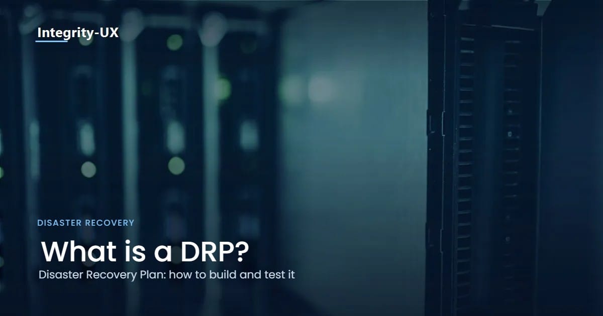 Servers in a data center, cover image for the article on DRP (Disaster Recovery Plan)