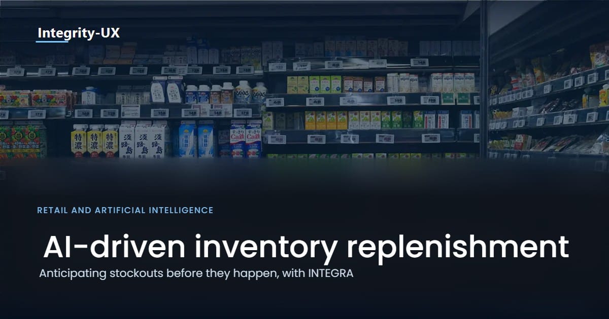 A fully stocked supermarket shelf, illustrating AI-driven inventory replenishment in retail