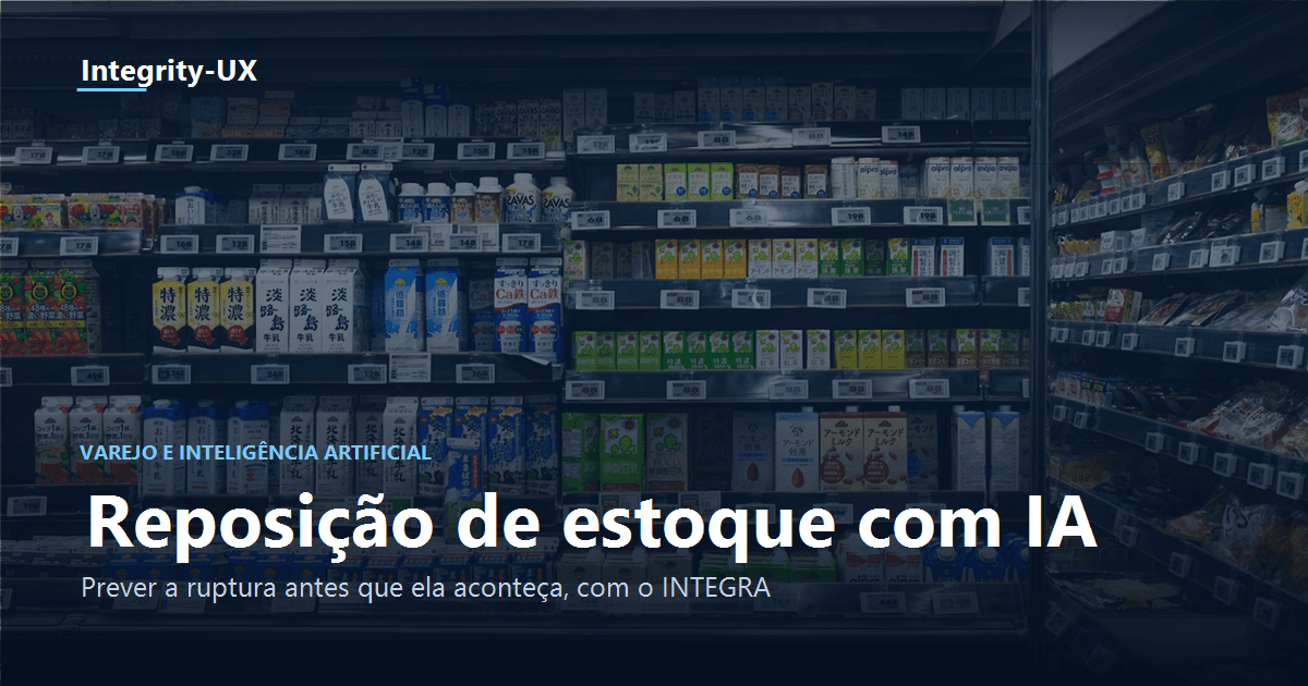 Prateleira de supermercado abastecida, ilustrando reposição de estoque com IA no varejo